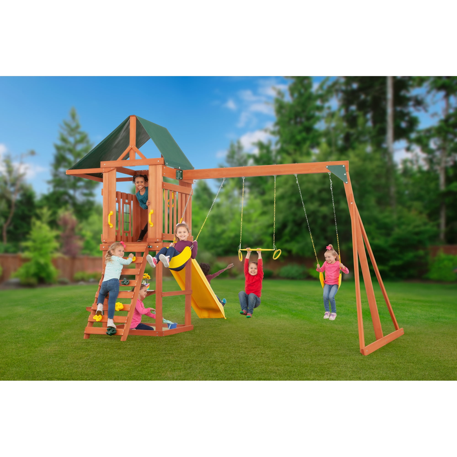 Gardnovia Cedar Cottage Wooden Swing Set