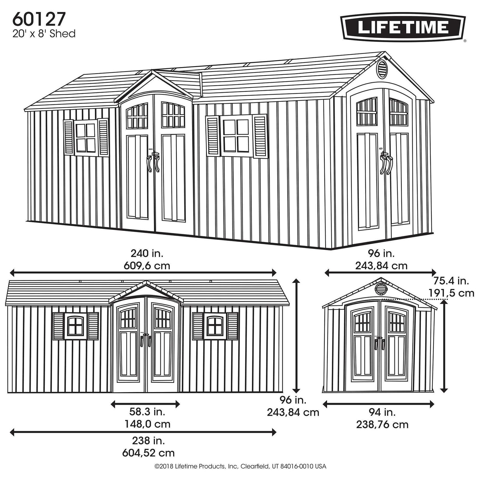 Lifetime 20 Ft. x 8 Ft. Outdoor Storage Shed – 60127 - Image 4