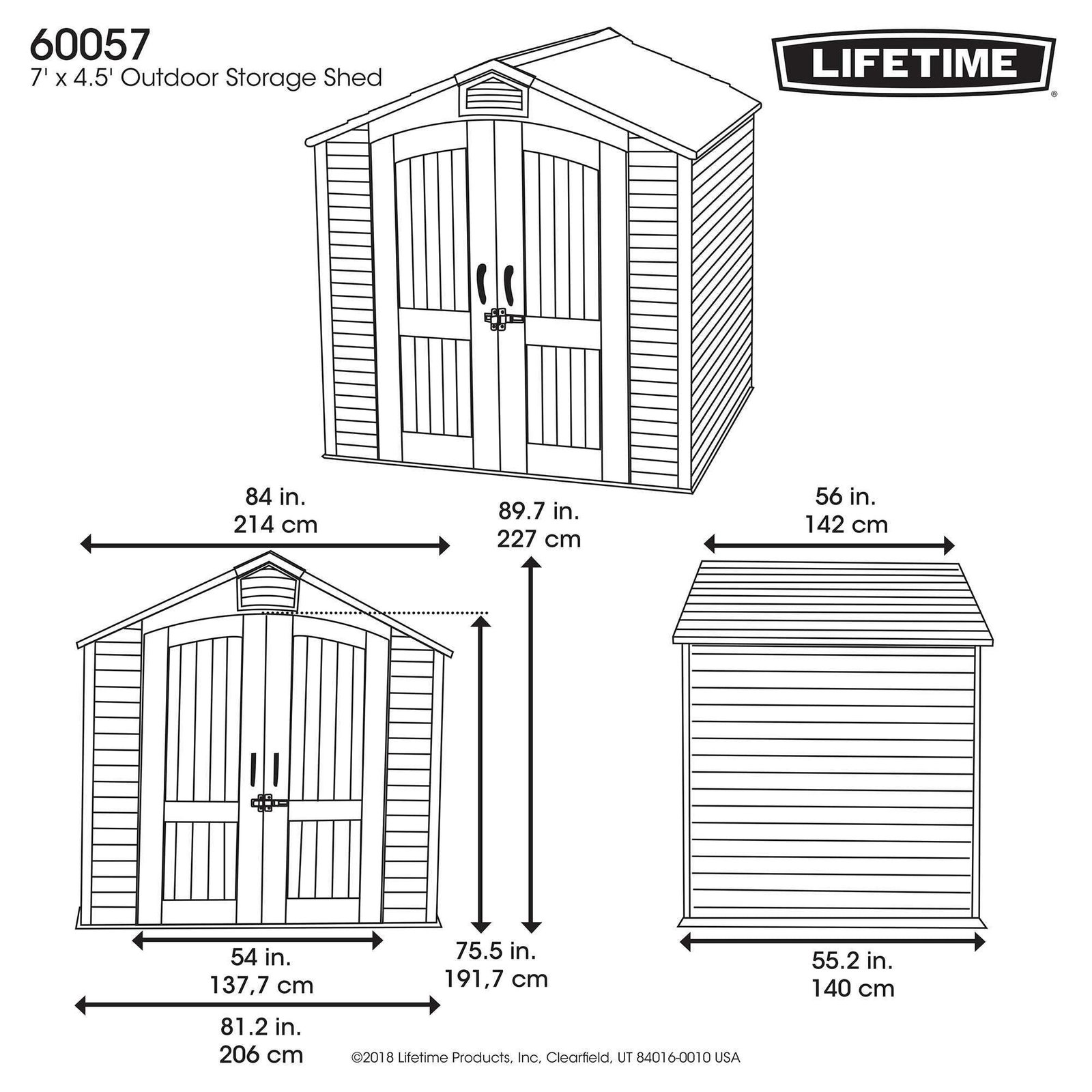 Lifetime 7 Ft. X 4.5 Ft. Outdoor Storage Shed – 60057 - Image 7