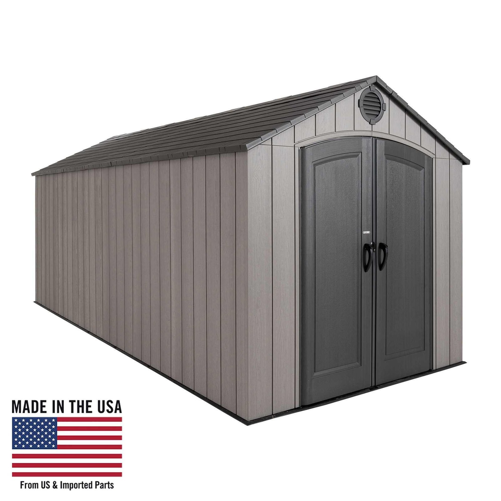 Lifetime_8x17.5ft_Outdoor_Storage_Shed_60352_exterior_front_view.jpg Lifetime 8 x 17.5 ft Outdoor Storage Shed – 60352 - Image 1