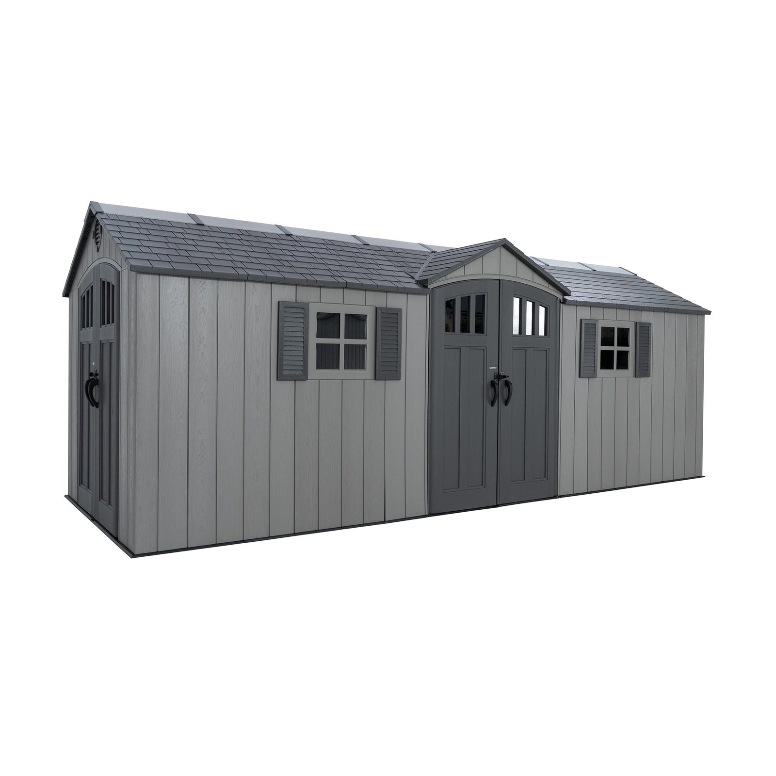 lifetime-outdoor-storage-shed-20x8-dual-side-front.jpg Lifetime 20 ft x 8 ft Outdoor Storage Shed – 60456 - Image 1
